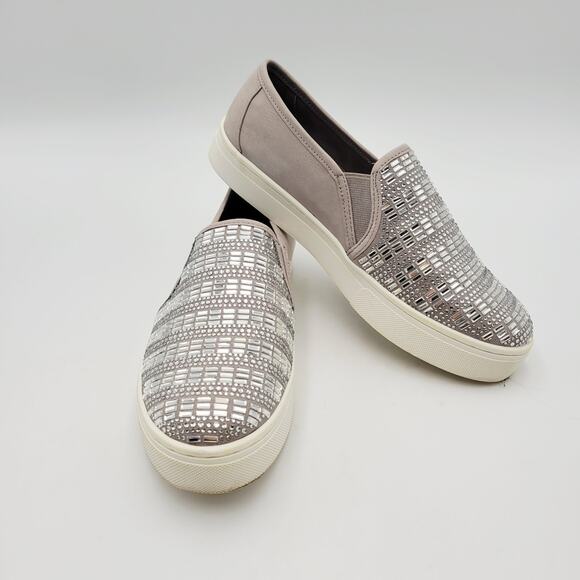 Gianni Bini Luxine Jeweled Beige Slip-One Sneaker Size 9 M - Picture 1 of 13